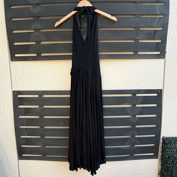 Rachel Pally Halter V-Neck Flowy Midi Dress in Black | Small - Picture 7 of 8